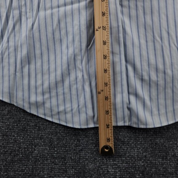 Brooks Brothers 17.5 Blue Striped Short Sleeve Button Up Shirt Traditional Fit - Picture 4 of 13